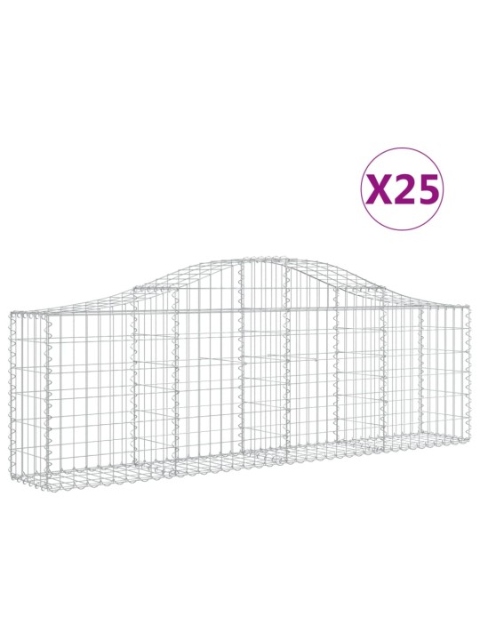 Klenuté gabionové koše 25 ks 200x30x60/80 cm pozinkované železo