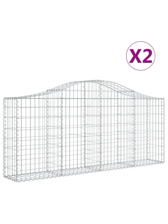 Klenuté gabionové koše 2 ks 200x30x80/100 cm pozinkované železo