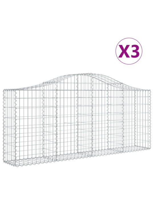 Klenuté gabionové koše 3 ks 200x30x80/100 cm pozinkované železo