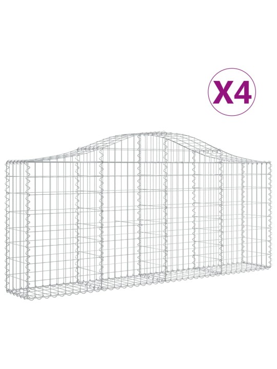 Klenuté gabionové koše 4 ks 200x30x80/100 cm pozinkované železo