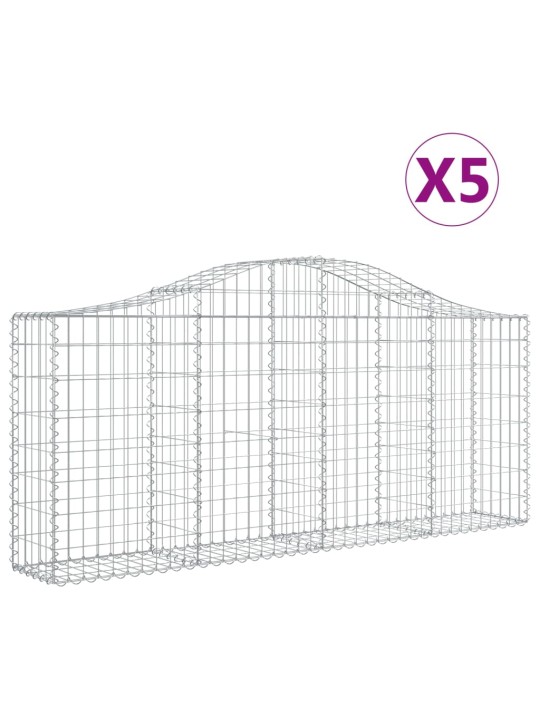 Klenuté gabionové koše 5 ks 200x30x80/100 cm pozinkované železo