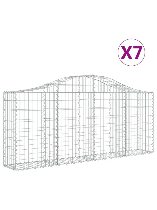 Klenuté gabionové koše 7 ks 200x30x80/100 cm pozinkované železo