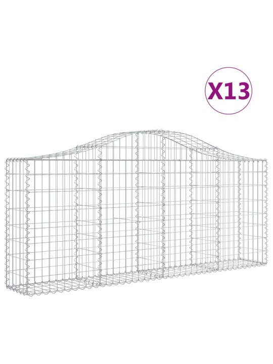 Klenuté gabionové koše 13ks 200x30x80/100 cm pozinkované železo