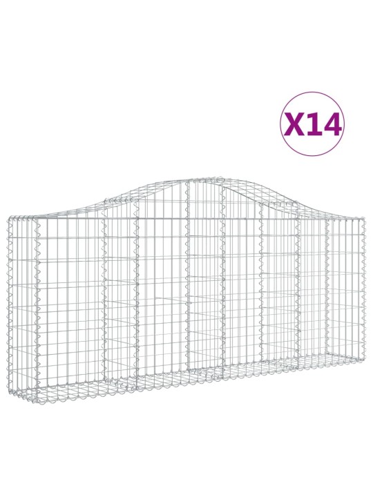 Klenuté gabionové koše 14ks 200x30x80/100 cm pozinkované železo