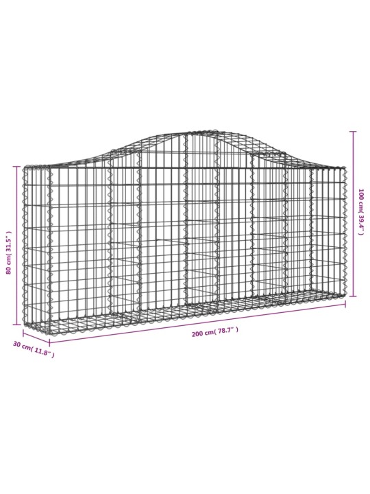 Klenuté gabionové koše 15ks 200x30x80/100 cm pozinkované železo