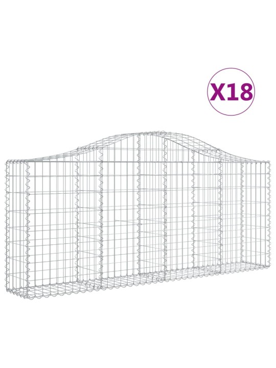 Klenuté gabionové koše 18ks 200x30x80/100 cm pozinkované železo