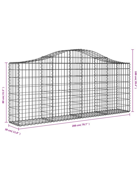 Klenuté gabionové koše 18ks 200x30x80/100 cm pozinkované železo