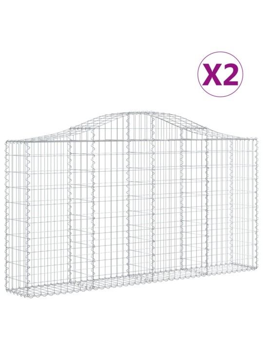 Klenuté gabionové koše 2 ks 200x30x100/120cm pozinkované železo