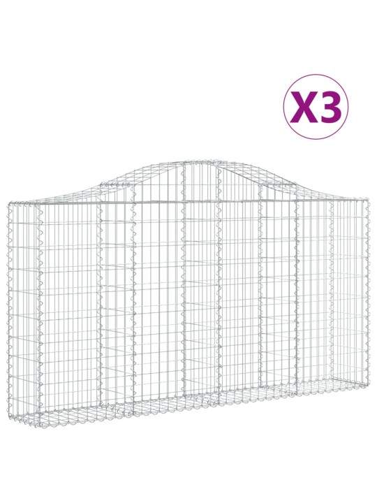Klenuté gabionové koše 3 ks 200x30x100/120cm pozinkované železo