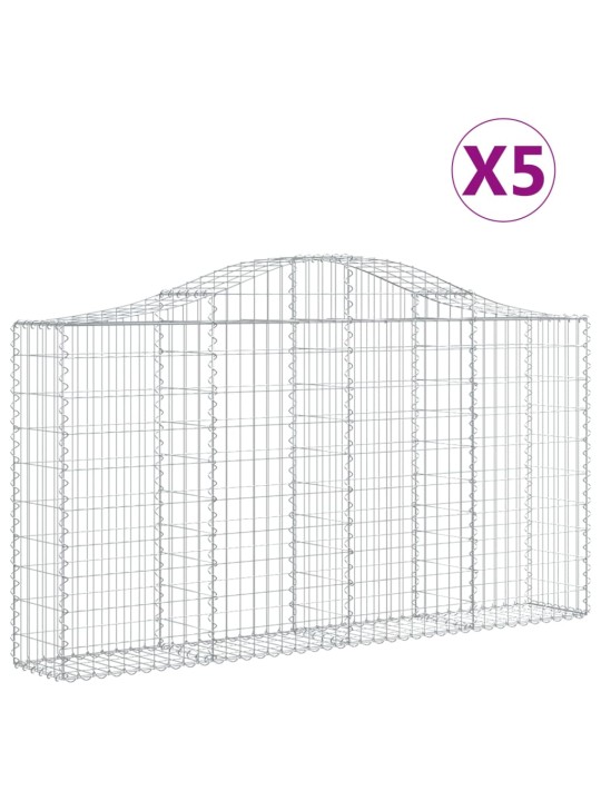 Klenuté gabionové koše 5 ks 200x30x100/120cm pozinkované železo