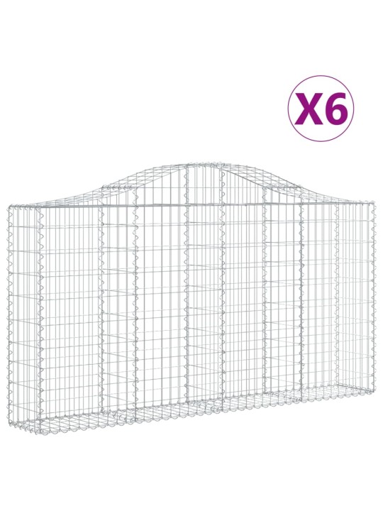 Klenuté gabionové koše 6 ks 200x30x100/120cm pozinkované železo
