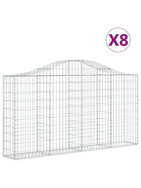 Klenuté gabionové koše 8 ks 200x30x100/120cm pozinkované železo