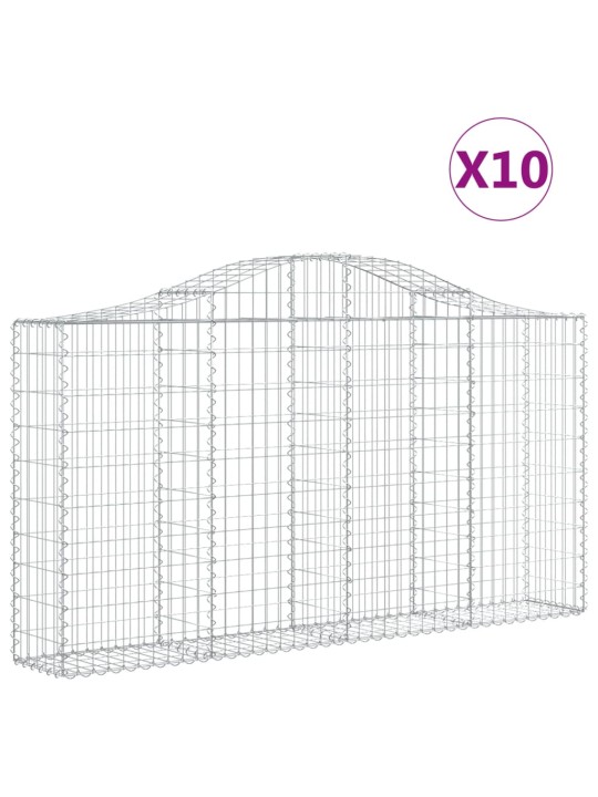 Klenuté gabionové koše 10ks 200x30x100/120cm pozinkované železo