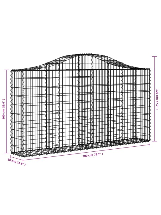 Klenuté gabionové koše 10ks 200x30x100/120cm pozinkované železo