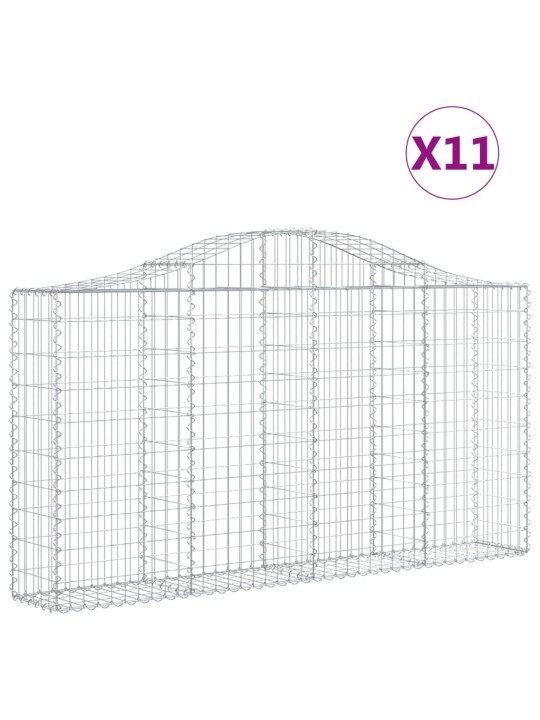 Klenuté gabionové koše 11ks 200x30x100/120cm pozinkované železo