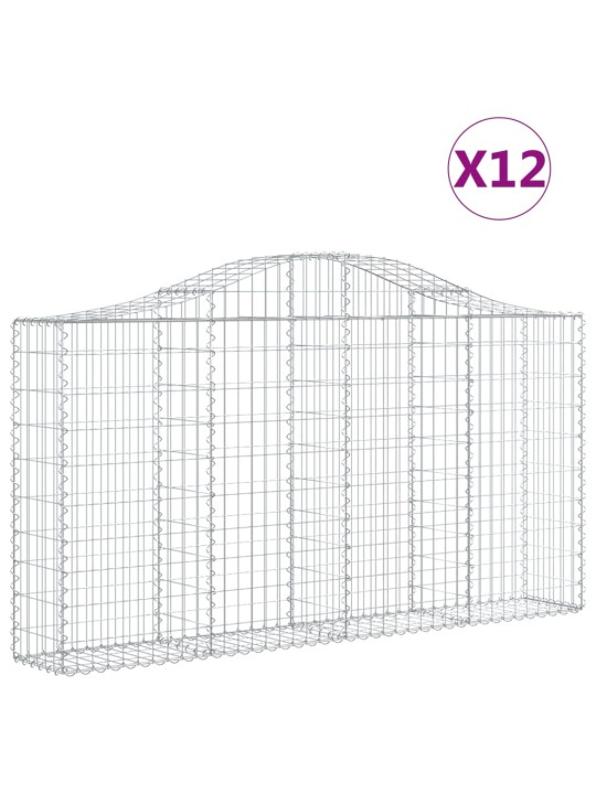 Klenuté gabionové koše 12ks 200x30x100/120cm pozinkované železo