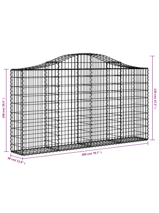 Klenuté gabionové koše 12ks 200x30x100/120cm pozinkované železo