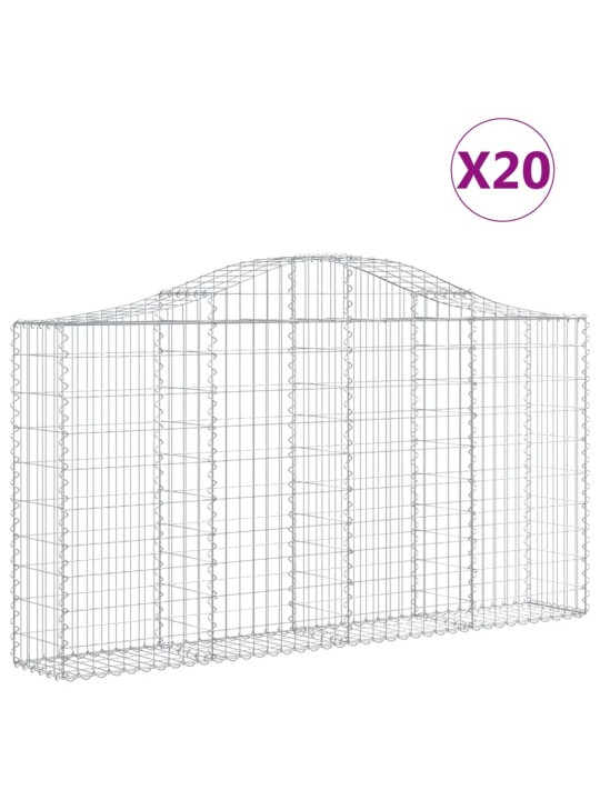 Klenuté gabionové koše 20ks 200x30x100/120cm pozinkované železo