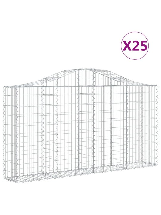 Klenuté gabionové koše 25ks 200x30x100/120cm pozinkované železo