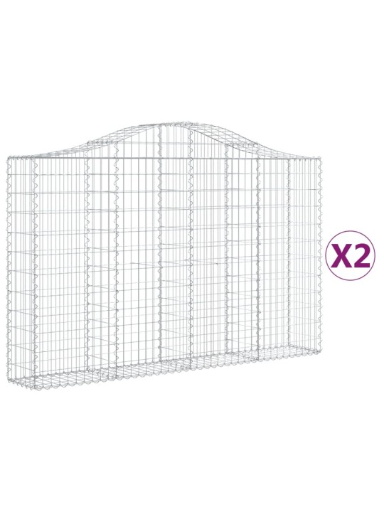 Klenuté gabionové koše 2 ks 200x30x120/140cm pozinkované železo