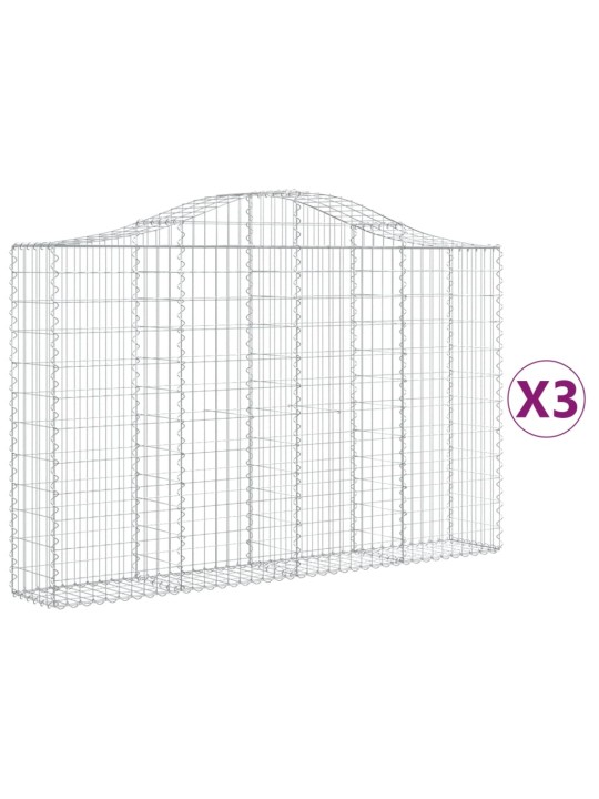 Klenuté gabionové koše 3 ks 200x30x120/140cm pozinkované železo