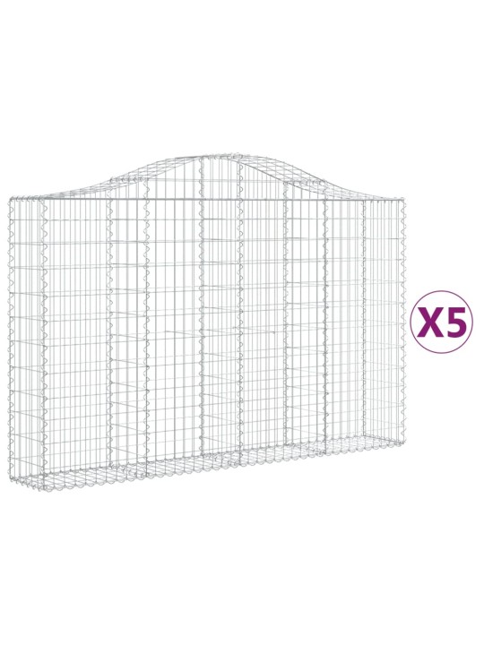 Klenuté gabionové koše 5 ks 200x30x120/140cm pozinkované železo