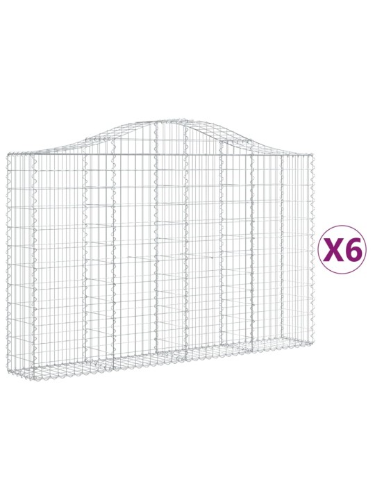Klenuté gabionové koše 6 ks 200x30x120/140cm pozinkované železo
