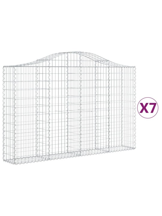 Klenuté gabionové koše 7 ks 200x30x120/140cm pozinkované železo