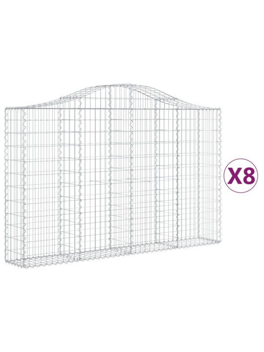 Klenuté gabionové koše 8 ks 200x30x120/140cm pozinkované železo