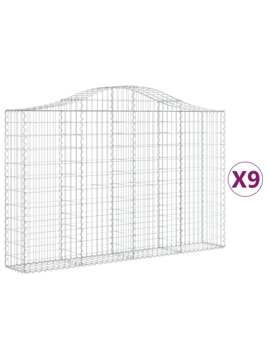 Klenuté gabionové koše 9 ks 200x30x120/140cm pozinkované železo