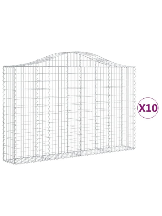 Klenuté gabionové koše 10ks 200x30x120/140cm pozinkované železo