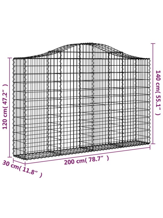 Klenuté gabionové koše 13ks 200x30x120/140cm pozinkované železo