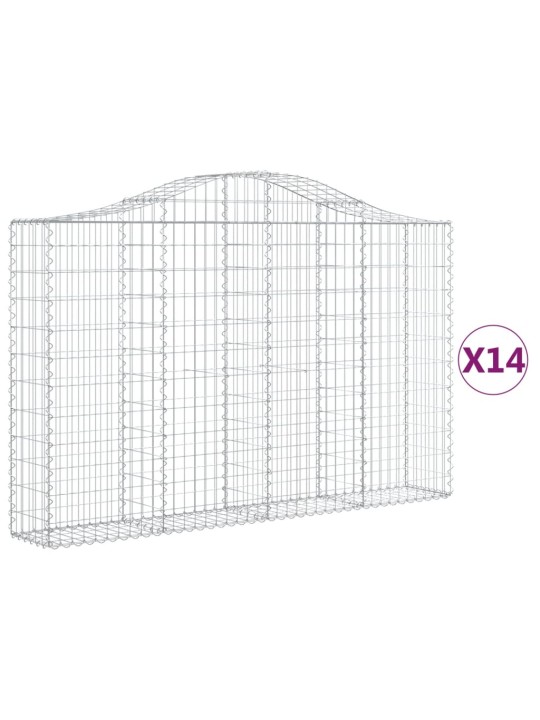 Klenuté gabionové koše 14ks 200x30x120/140cm pozinkované železo