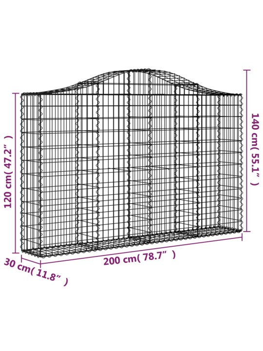 Klenuté gabionové koše 15ks 200x30x120/140cm pozinkované železo