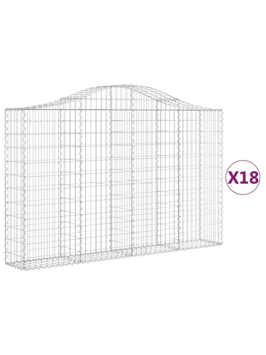 Klenuté gabionové koše 18ks 200x30x120/140cm pozinkované železo