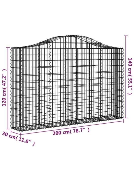 Klenuté gabionové koše 18ks 200x30x120/140cm pozinkované železo