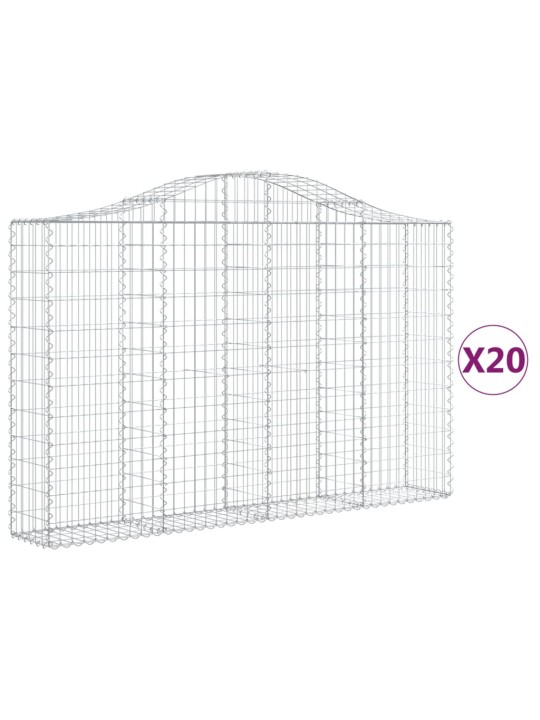 Klenuté gabionové koše 20ks 200x30x120/140cm pozinkované železo