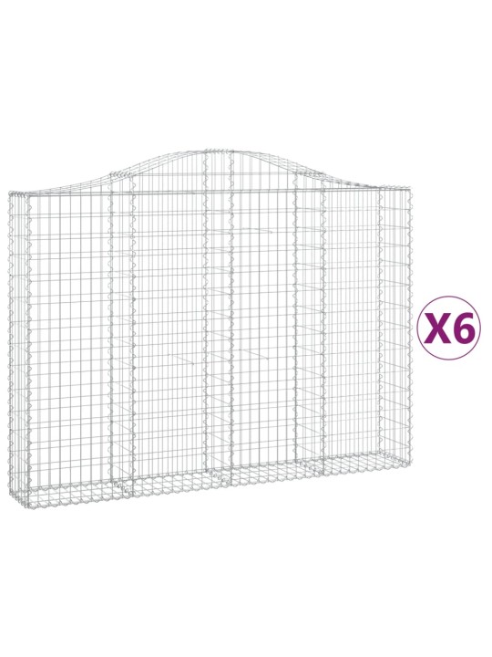 Klenuté gabionové koše 6 ks 200x30x140/160cm pozinkované železo