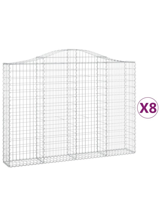 Klenuté gabionové koše 8 ks 200x30x140/160cm pozinkované železo