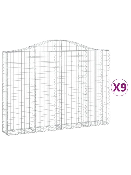 Klenuté gabionové koše 9 ks 200x30x140/160cm pozinkované železo