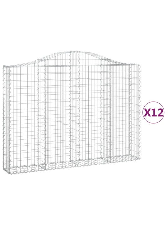 Klenuté gabionové koše 12ks 200x30x140/160cm pozinkované železo