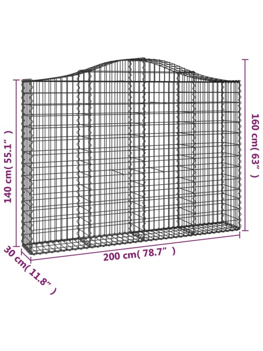Klenuté gabionové koše 12ks 200x30x140/160cm pozinkované železo
