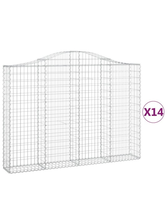 Klenuté gabionové koše 14ks 200x30x140/160cm pozinkované železo