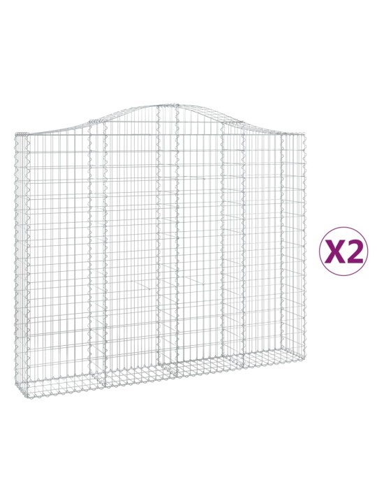 Klenuté gabionové koše 2 ks 200x30x160/180cm pozinkované železo