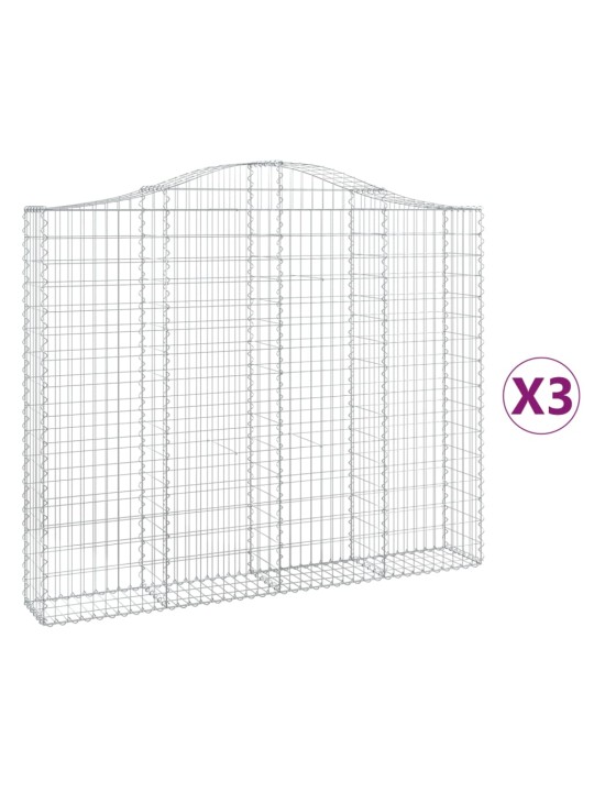 Klenuté gabionové koše 3 ks 200x30x160/180cm pozinkované železo