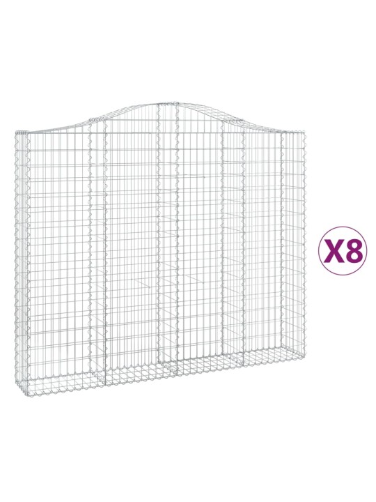 Klenuté gabionové koše 8 ks 200x30x160/180cm pozinkované železo
