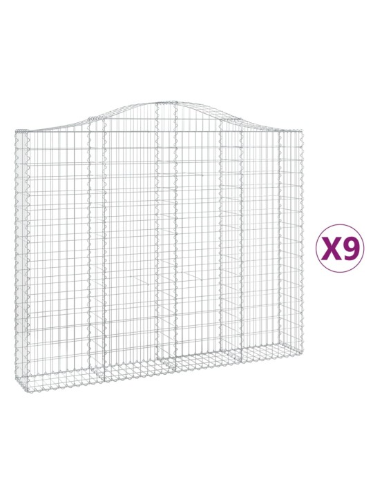 Klenuté gabionové koše 9 ks 200x30x160/180cm pozinkované železo
