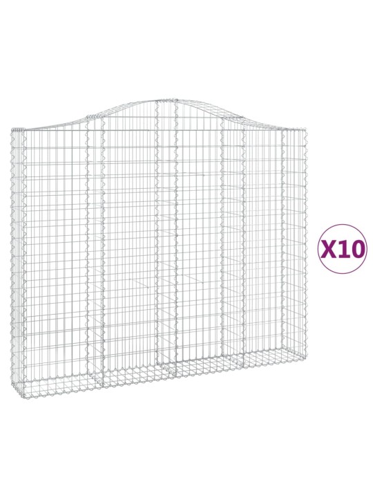 Klenuté gabionové koše 10ks 200x30x160/180cm pozinkované železo