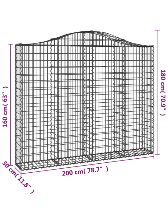 Klenuté gabionové koše 10ks 200x30x160/180cm pozinkované železo