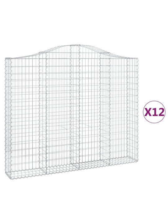 Klenuté gabionové koše 12ks 200x30x160/180cm pozinkované železo